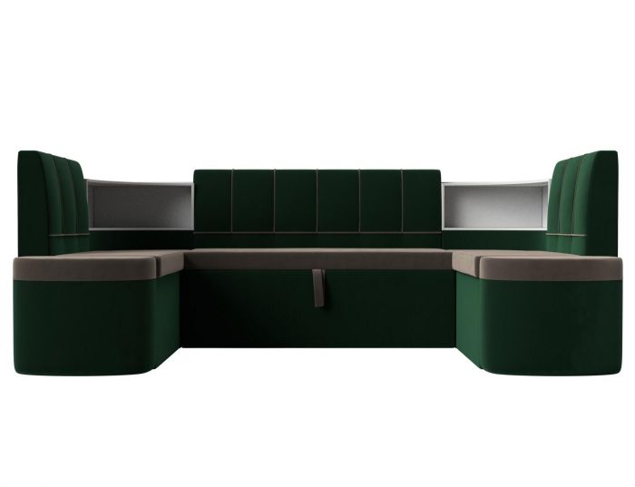 114205 П-образный диван Тефида | Велюр | Коричневый | Зеленый