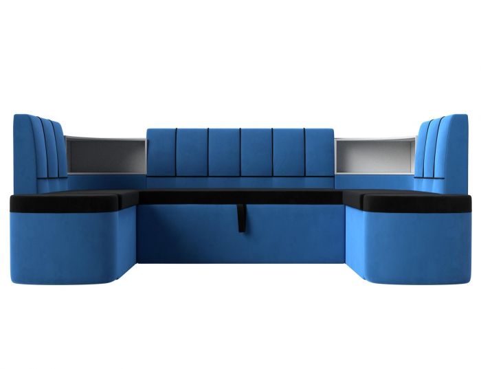 114207 П-образный диван Тефида | Велюр | черный | голубой