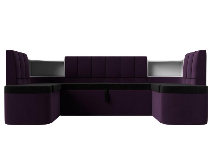 114209 П-образный диван Тефида | Велюр | черный | фиолетовый