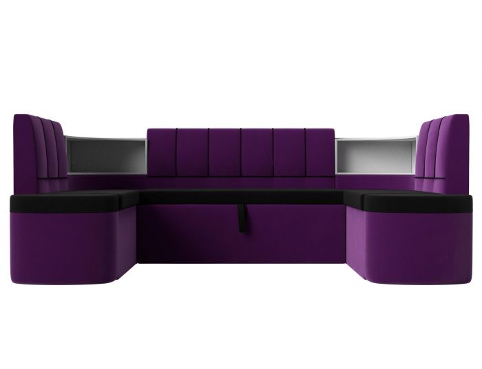 114219 П-образный диван Тефида | Микровельвет | черный | фиолетовый