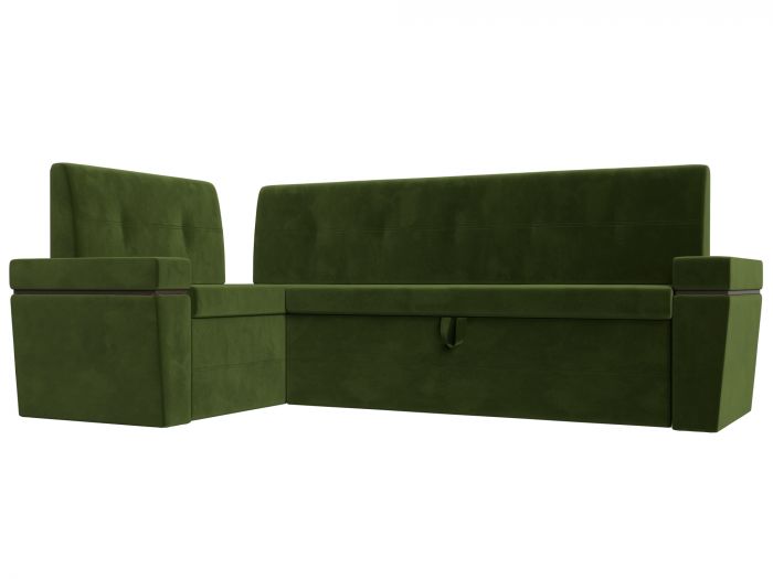 114310L Кухонный угловой диван Деметра левый угол | Микровельвет | Зеленый