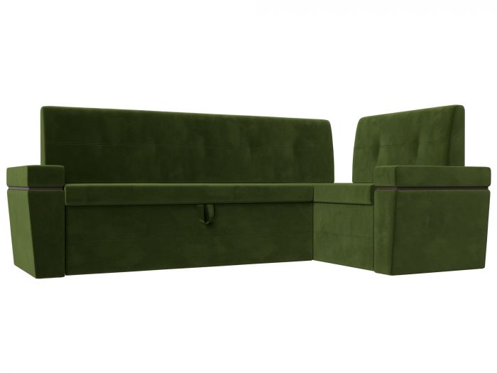 114310 Кухонный угловой диван Деметра правый угол | Микровельвет | Зеленый