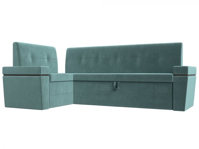 114315L Кухонный угловой диван Деметра левый угол | Велюр | бирюзовый