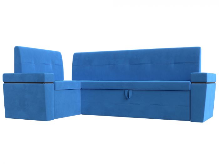 114316L Кухонный угловой диван Деметра левый угол | Велюр | Голубой