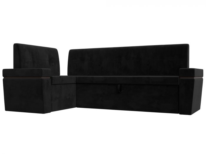 114321L Кухонный угловой диван Деметра левый угол | Велюр | Черный