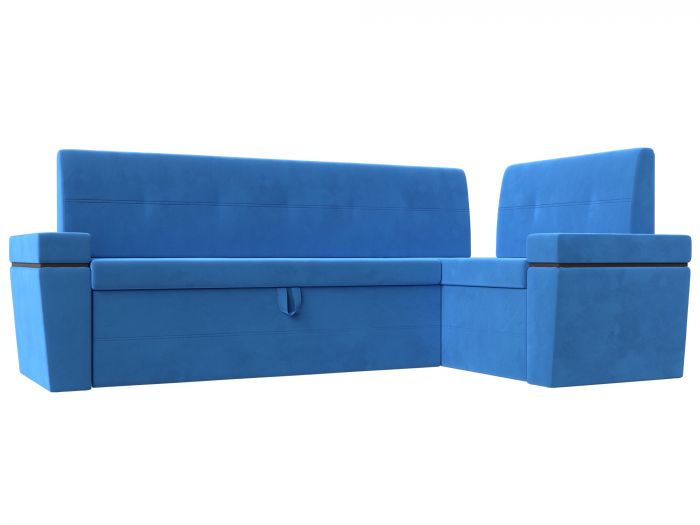 114316 Кухонный угловой диван Деметра правый угол | Велюр | Голубой