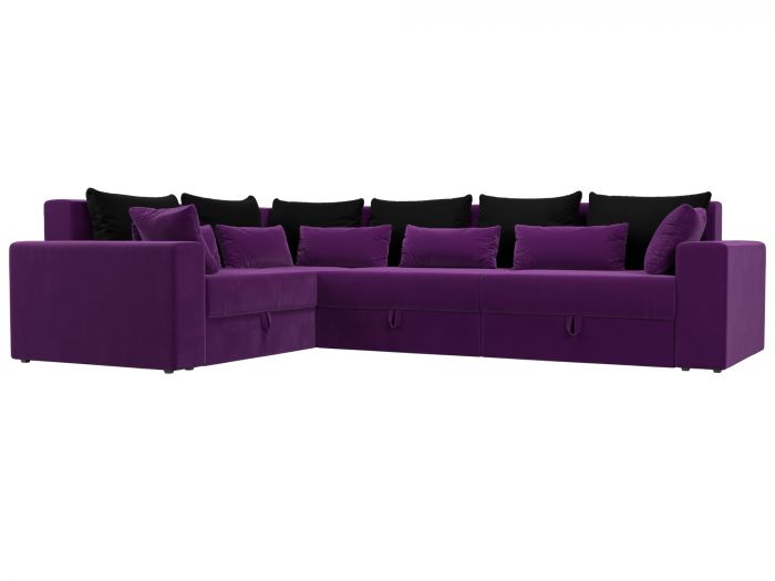 114874L Угловой диван Майами Long левый угол | Микровельвет | Фиолетовый | Черный | Фиолетовый