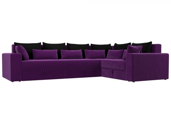 114874 Угловой диван Майами Long правый угол | Микровельвет | Фиолетовый | Черный | Фиолетовый