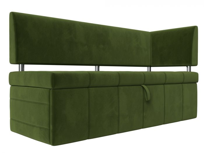 115937 Кухонный прямой диван Стоун с углом правый | Микровельвет | Зеленый