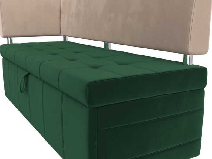 115928L Кухонный прямой диван Стоун с углом левый | Велюр | Зеленый | Бежевый