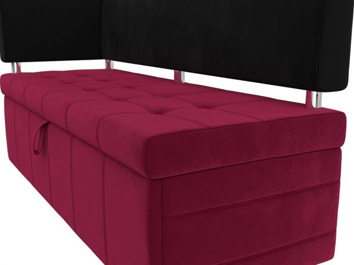 115935L Кухонный прямой диван Стоун с углом левый | Микровельвет | Бордовый | Черный