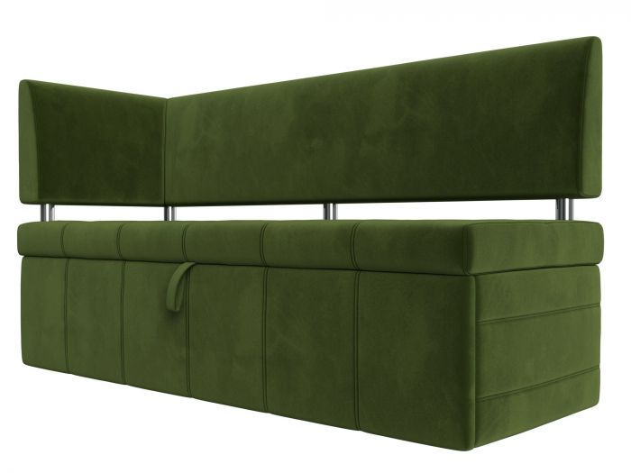 115937L Кухонный прямой диван Стоун с углом левый | Микровельвет | Зеленый