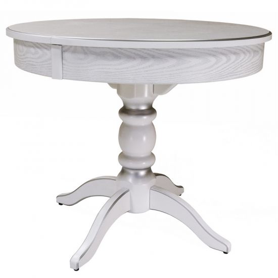 Стол обеденный Фидея 4 раздвижной белый-серебро 90-130*90