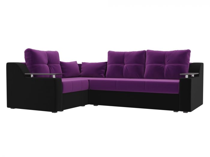 114632L Угловой диван Кронос левый угол | Микровельвет | Фиолетовый | Черный