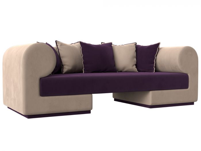 116277 Прямой диван Кипр | Велюр | фиолетовый | бежевый