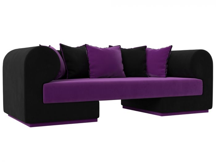 116299 Прямой диван Кипр | Микровельвет | Фиолетовый | Черный