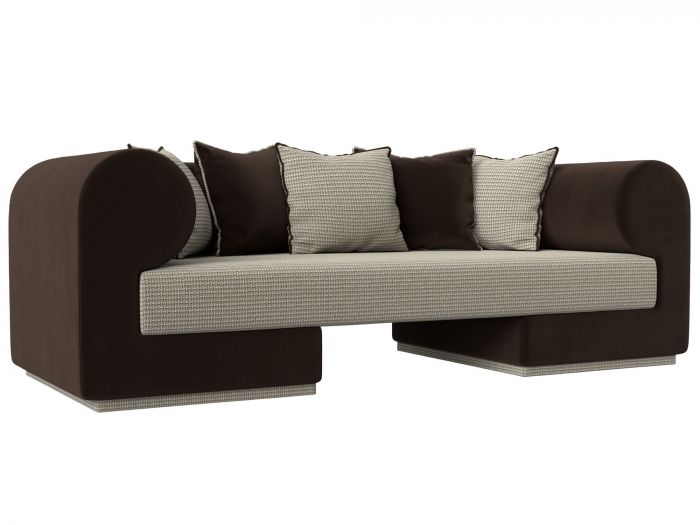 116320 Прямой диван Кипр | Рогожка | Микровельвет | Корфу 02 | коричневый