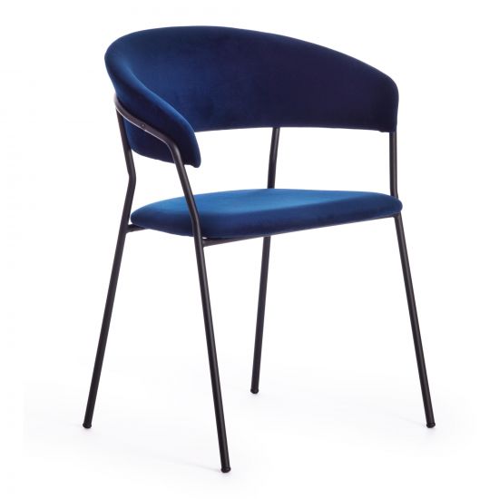 Кресло TURIN (mod. 0129571) - 1 шт. в упаковке металл-вельвет, 56х50х78 см, темно-синий S108 (117 DARK BLUE)-черный