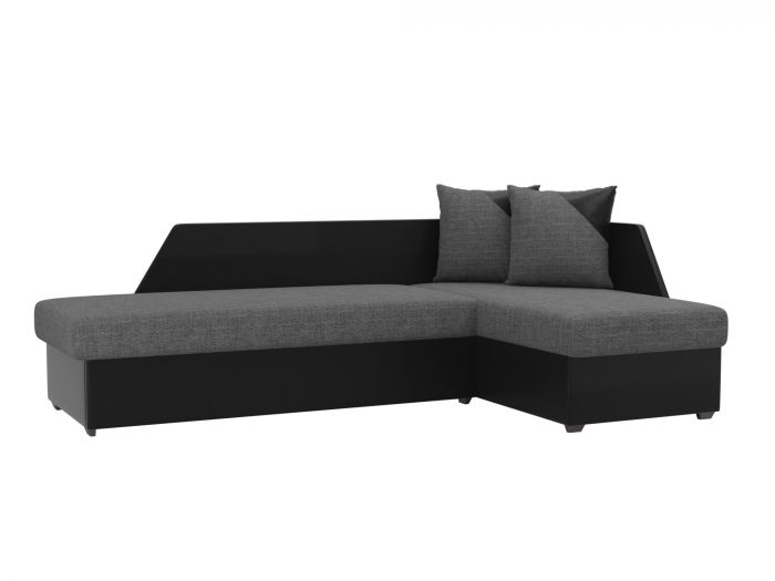 102671 Угловой диван Андора | Рогожка | Экокожа | Серый | черный
