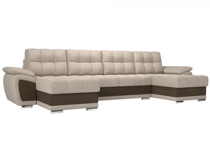 109952 П-образный диван Нэстор | Рогожка | бежевый | коричневый