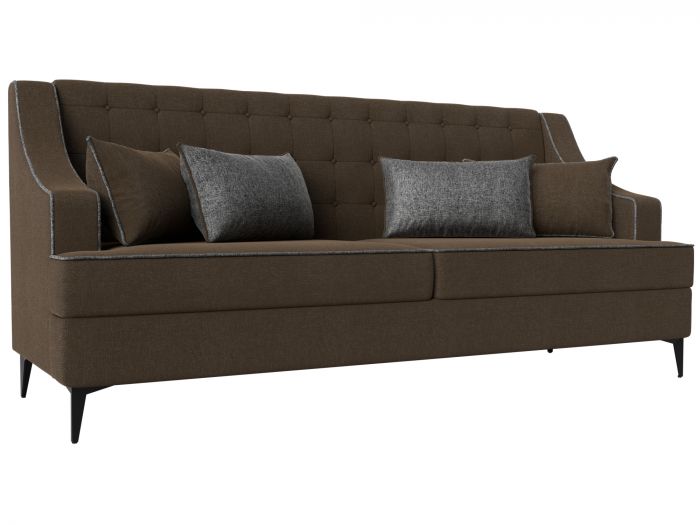111916 Прямой диван Марк | Рогожка | коричневый | Серый