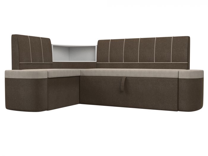 107528L Кухонный угловой диван Тефида левый угол | Рогожка | бежевый | коричневый