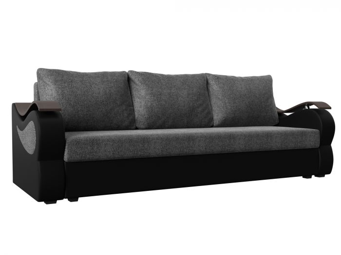 112948 Прямой диван Меркурий лайт | Рогожка | Экокожа | Серый | черный