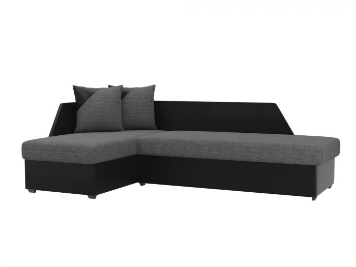 102671L Угловой диван Андора левый угол | Рогожка | Экокожа | Серый | черный