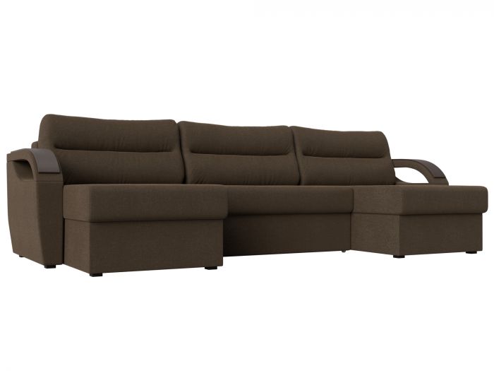 101210 П-образный диван Форсайт | Рогожка | Коричневый