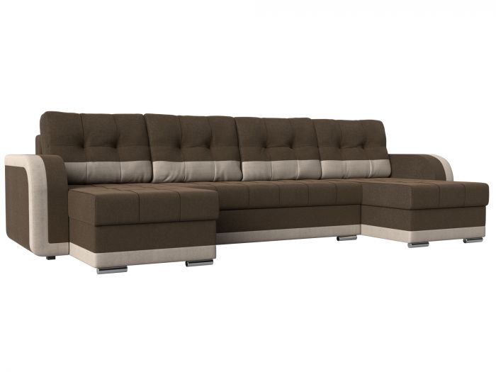 110027 П-образный диван Марсель | Рогожка | Коричневый | Бежевый