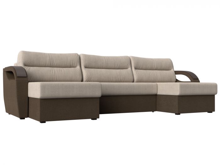 111741 П-образный диван Форсайт | Рогожка | бежевый | коричневый