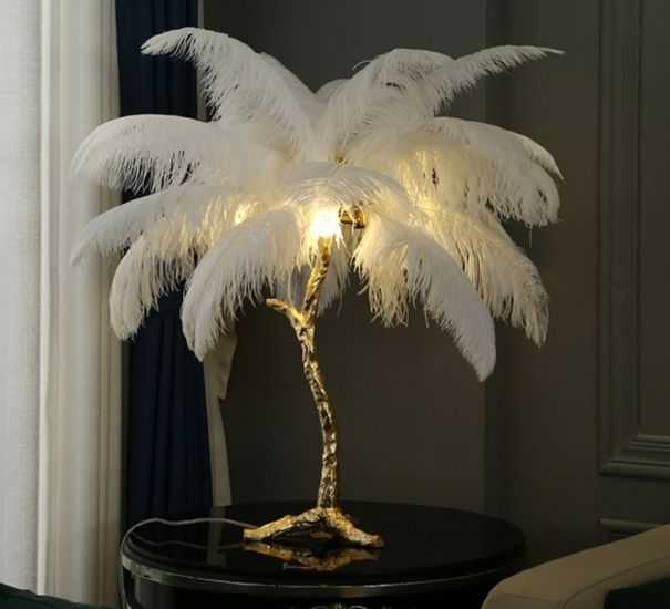 Лампа настольная с перьями FEATHER LAMP | Цвет: белый