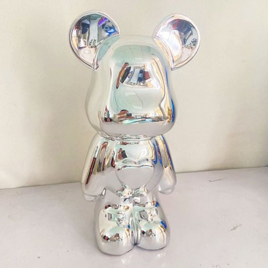 Статуэтка Lucky Bear (Bearbrick) IST-016 | 28 см | серебряный глянцевый