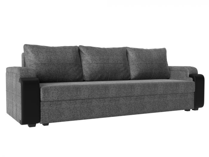 112800 Прямой диван Николь лайт | Рогожка | Экокожа | Серый | черный