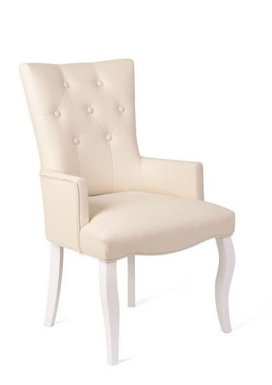 Кресло Виктория (эмаль белая - кожзам 4 кремовый), шт