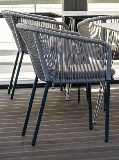 "Марсель" плетеный стул из роупа (веревки), каркас светло-серый, цвет светло-серый