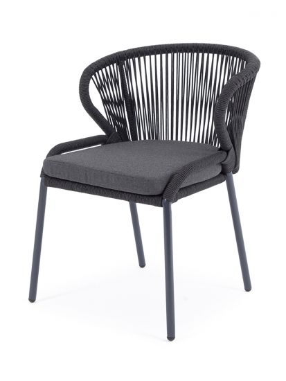 "Милан" плетеный стул из роупа (веревки), каркас темно-серый, цвет темно-серый