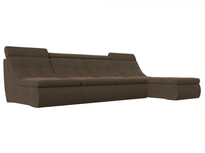 105570 Угловой модульный диван Холидей Люкс | Рогожка | Коричневый