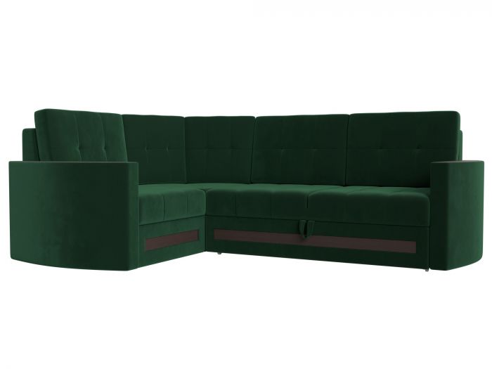 117615L Угловой диван Белла левый угол | Велюр | Зеленый