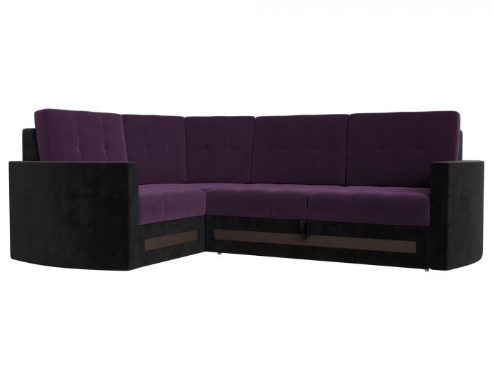 117622L Угловой диван Белла левый угол | Велюр | Фиолетовый | Черный