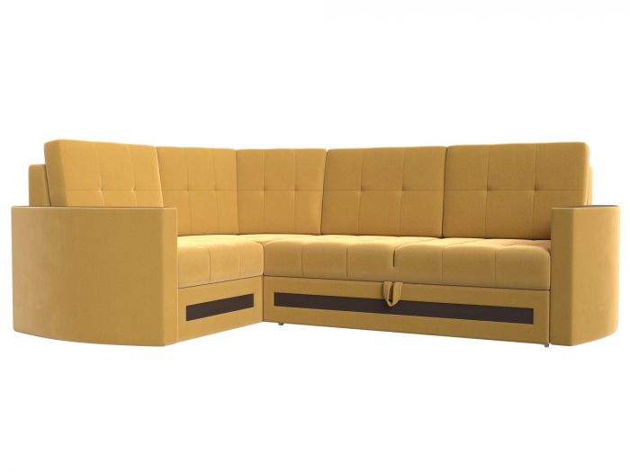 117630L Угловой диван Белла левый угол | Микровельвет | Желтый