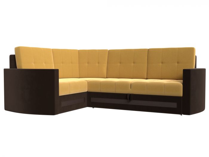 117631L Угловой диван Белла левый угол | Микровельвет | Желтый | коричневый