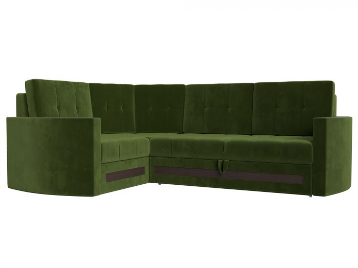 117632L Угловой диван Белла левый угол | Микровельвет | Зеленый