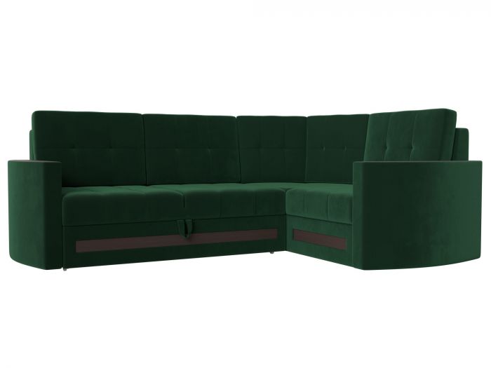 117615 Угловой диван Белла правый угол | Велюр | Зеленый