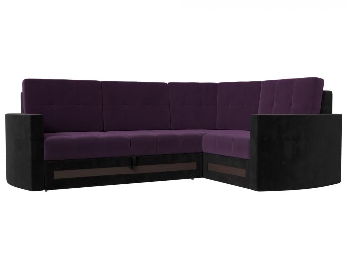 117622 Угловой диван Белла правый угол | Велюр | Фиолетовый | Черный
