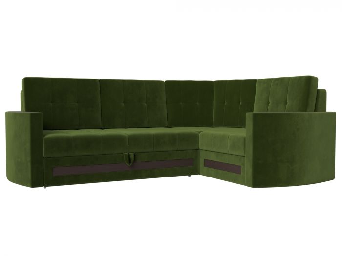 117632 Угловой диван Белла правый угол | Микровельвет | Зеленый