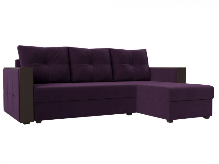 117750 Угловой диван Валенсия Лайт правый угол | Велюр | Фиолетовый