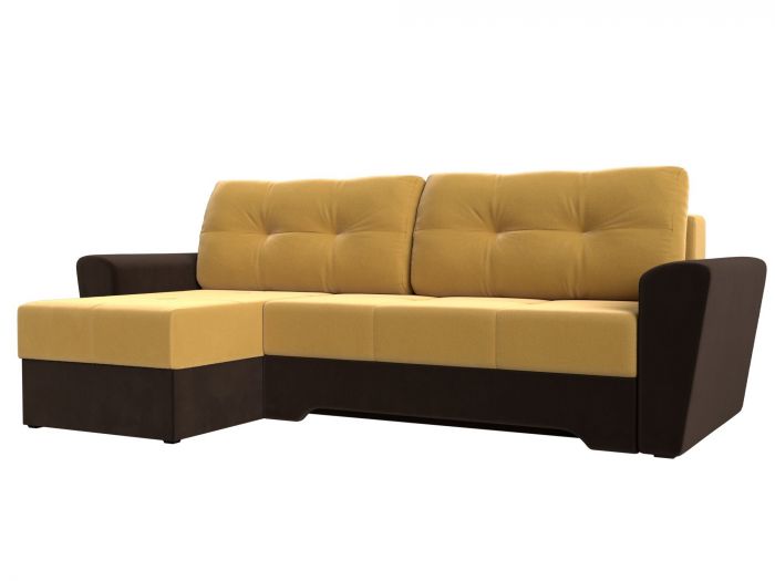 117810L Угловой диван Амстердам левый угол | Микровельвет | Желтый | коричневый