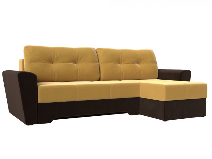 117810 Угловой диван Амстердам правый угол | Микровельвет | Желтый | коричневый