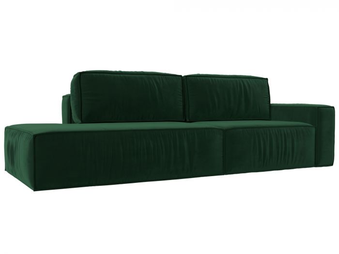 116790 Прямой диван Прага модерн подлокотник справа | Велюр | Зеленый